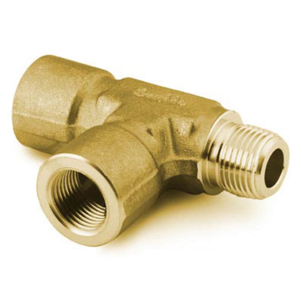 PIPE THREAD TEES, STREET TEE 1/4" NPT MALE X 1/4" NPT FEMALES (2), BRASS, 100 PSI