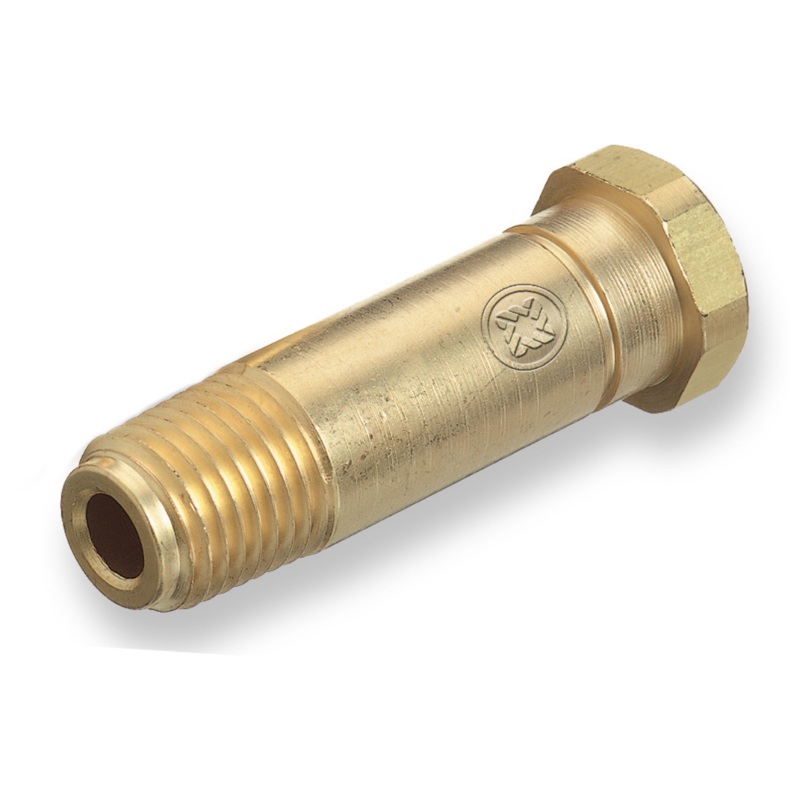 CGA-320 CARBON DIOXIDE NIPPLE, RECESSED FOR 5/16" OD TUBE, BRASS