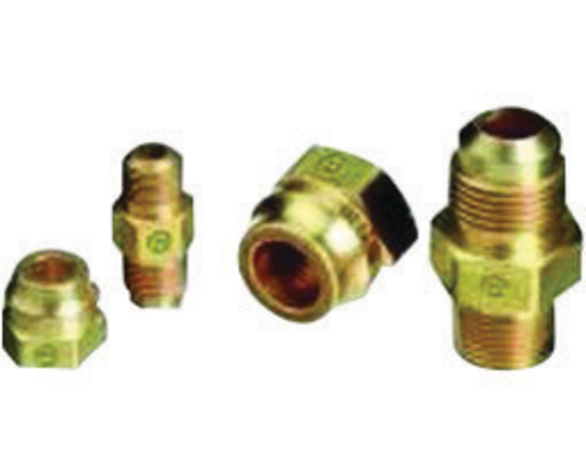 BRASS SAE FLARE TUBING CONNECTION, CGA-295 MALE X 3/8" NPT MALE, BRASS