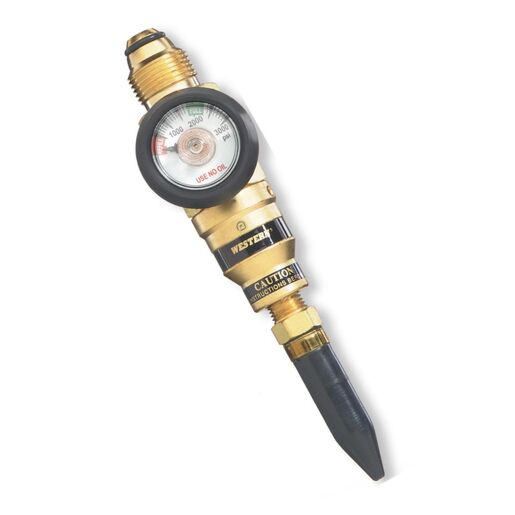 ECONOMY RENTAL INFLATOR, CGA-580, TIP VALVE, OUTLET PRESSURE 38-85 PSIG, WITH CONTENTS GAUGE