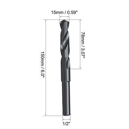 Triumph Drills 1/2" Reduced Shank HSS Black Oxide Flutes 15/16