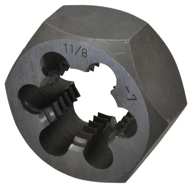 Triumph Hex Rethreading Dies Carbon Steel Bright Finish 1-1/8-7 NC