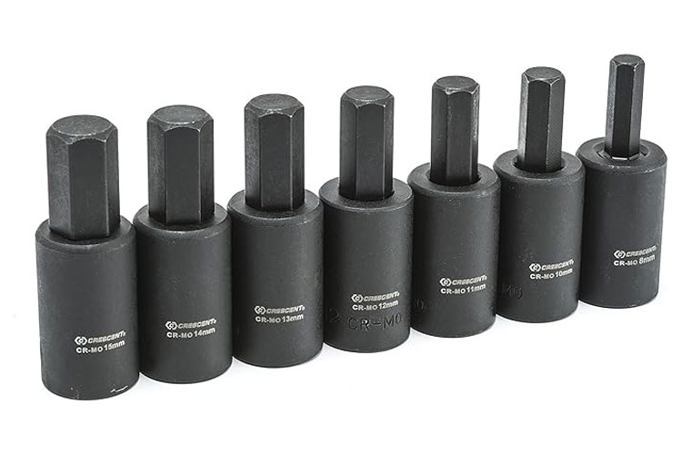 CRESCENT 7PC 1/2DR HEX IMPACT SKT SET MM