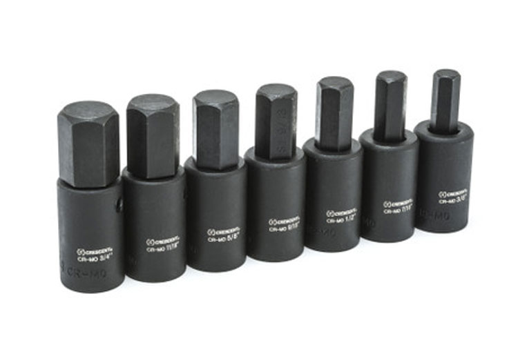 CRESCENT 7PC 1/2DR HEX IMPACT SKT SET SAE