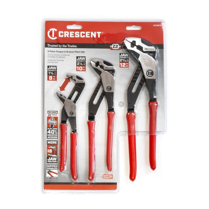 3 Piece Z2™ K9™ Straight Jaw Dipped Handle Tongue and Groove Plier Set