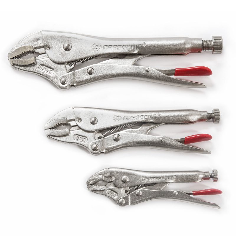 3 Piece Curved Jaw Locking Pliers with Wire Cutter Set