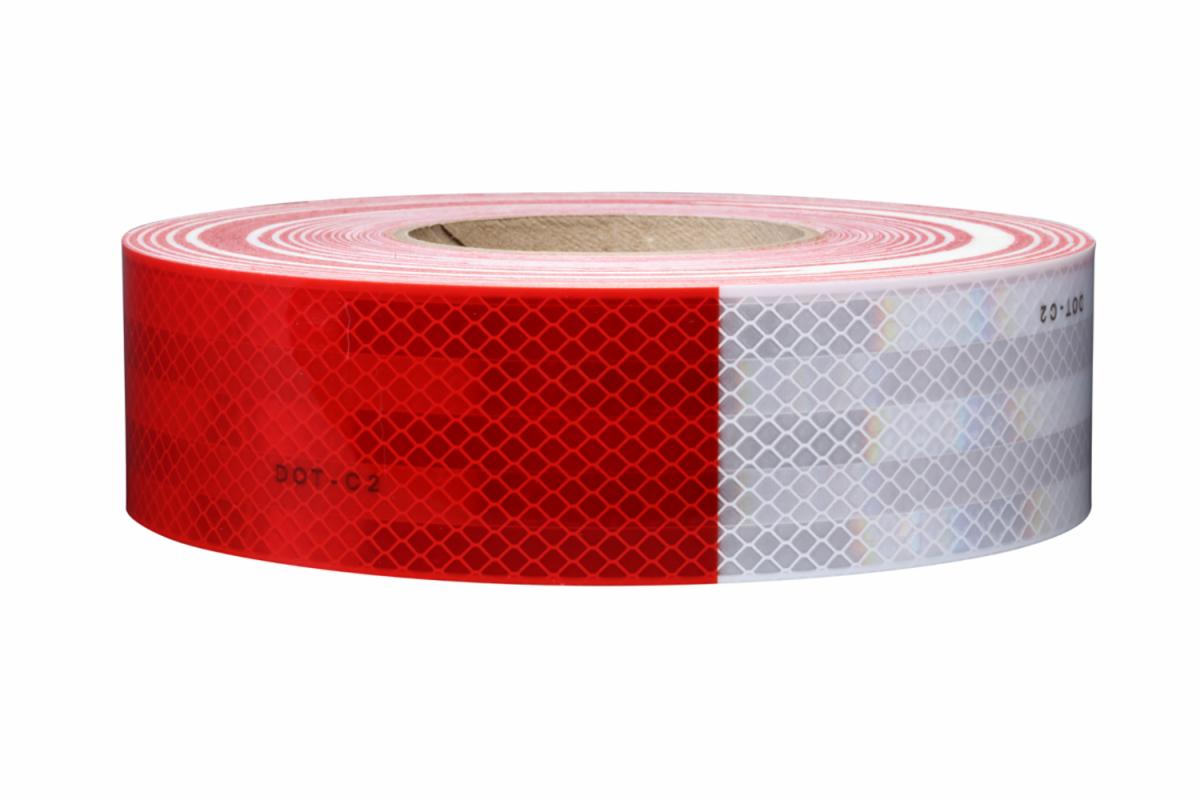 3M™ Diamond Grade™ Conspicuity Markings 983-32, Red/White, DOT-C2, Enquest Logo, 2 in x 50 yd