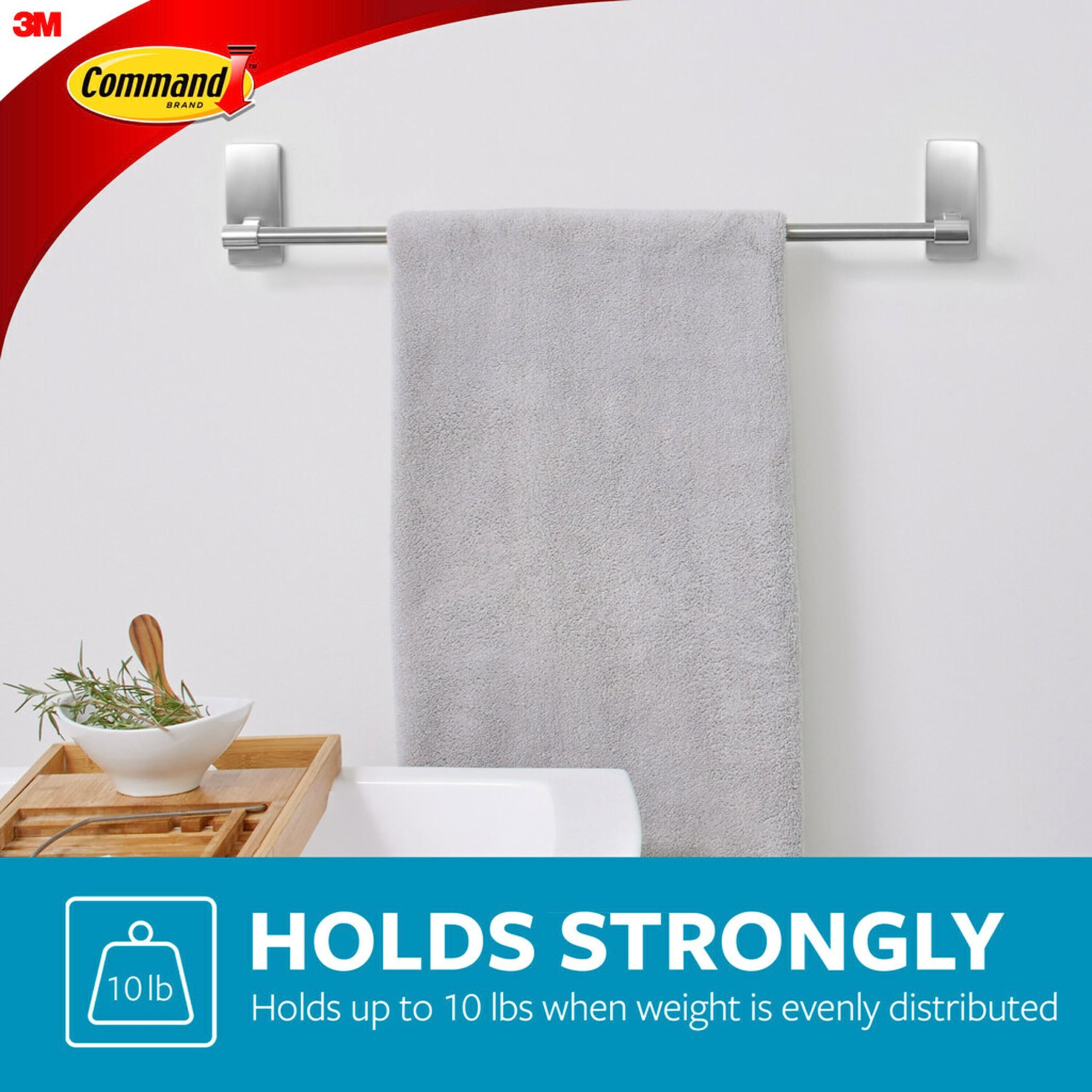 Command Towel Bar with Water Resistant Strips