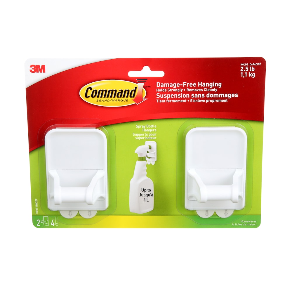 Command™ Spray Bottle Hangers 17009-HW2EF, White, 2.5 lbs (1.1 kg), 2/Pack