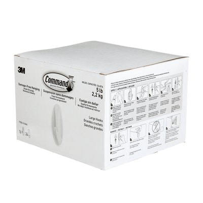Command™ Designer Hooks 17083-S16NA, Large, White, 5 lb (2.3 kg), 16 Hooks, 24 Strips