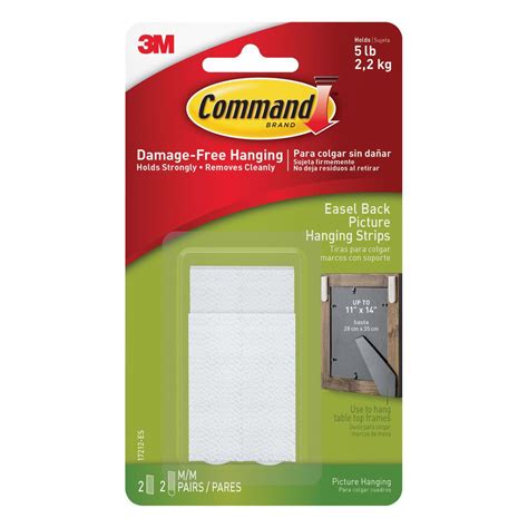 Command™ Easel Back Picture Hanging Strips 17212-EF, White, Medium, 2 Spacers, 4 Strips Per Pack
