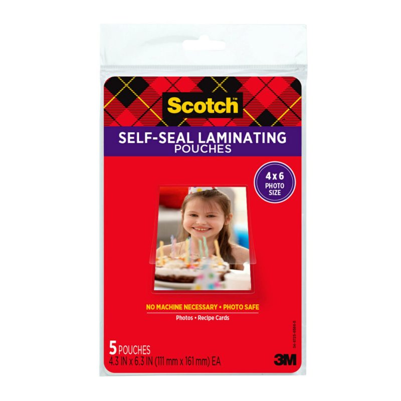 Scotch® Self-Sealing Laminating Pouch, PL900W-C, 4.5 in x 6.5 in (11.43 cm x 16.51 cm)