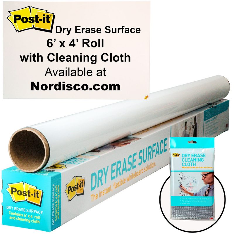 Post-it® Dry Erase Surface DEF6x4, 4 ft x 2 yd (1.21 m x 1.82 m)