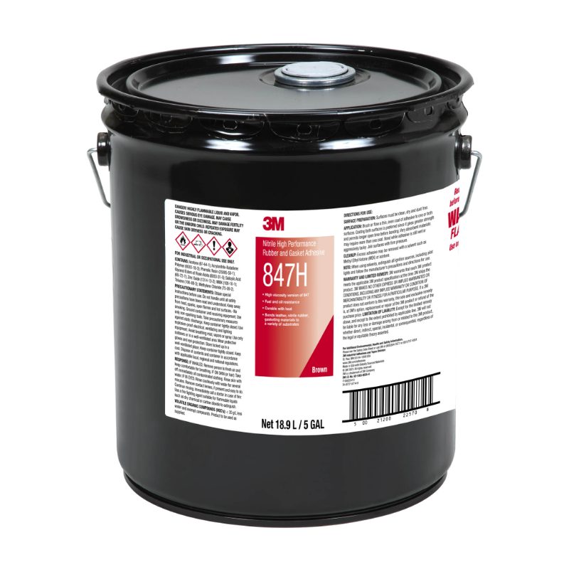 3M™ Nitrile High Performance Rubber and Gasket Adhesive 847H, Brown, 5 Gallon Drum (Pail)