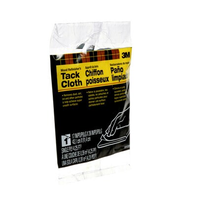 3M™ Wood Refinisher's Tack Cloth 10132NA, Single-ply 4.25 sq ft (0.39 sq m), 17 in x 36 in, 48/Case