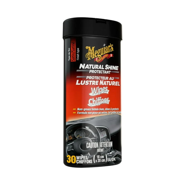 MEGUIAR'S® NATURAL SHINE PROTECTANT WIPES G4100C, SATIN FINISH, 18 CM X 20 CM (7 IN X 8 IN) ), 30 WIPES/PACK, 6 PACKS/CASE