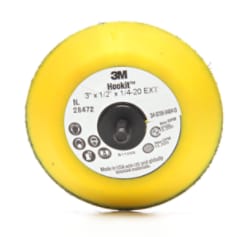3M™ Hookit™ Disc Pad, 28472, yellow, 3 in x 1/2 in x 1/4-20 external, (76.2 mm x 12.7 mm x M6)