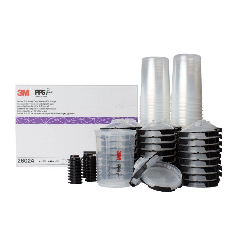 3M™ PPS™ Lid & Liner Kits, 16325, large 28 fl oz (850 mL) w/125u full dia, 25 Lds & Lnrs/Kit