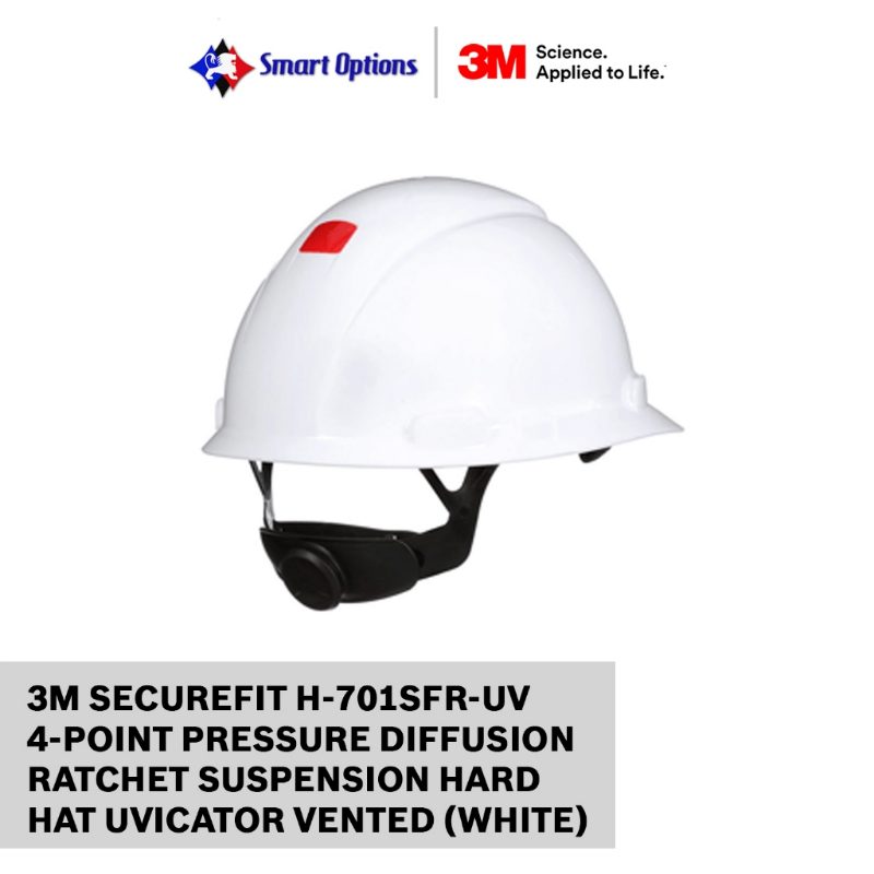 3M™ SecureFit™ Hard Hat H-701SFR-UV-VAL, White, 4-Point Pressure Diffusion Ratchet Suspension, Uvicator, Custom Logo, 20 ea/CV
