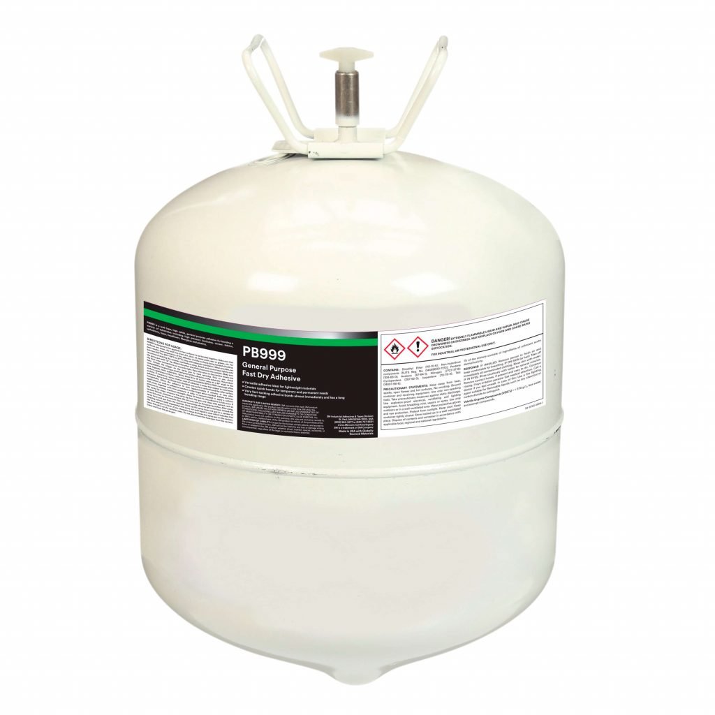 3M™ General Purpose Fast Dry Spray Adhesive PB999, Clear, Large Cylinder, (Net Wt 28 lb), 1/case, Restricted