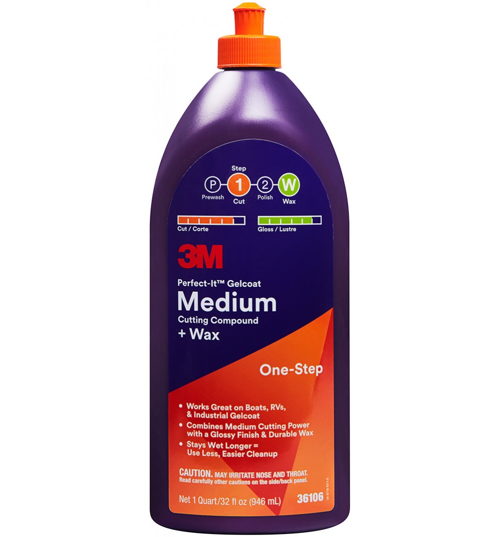 3M(TM) Perfect-It(TM) Gelcoat Medium Cutting Compound + Wax – Quart
