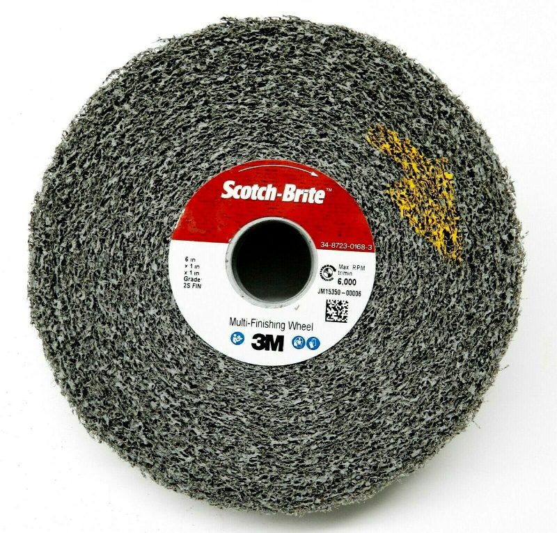 Scotch-Brite™ Multi-Finishing Wheel, MU-WL, MED, 6 in x 3 in x 1 in (15.24 cm x 7.62 cm x 2.54 cm)