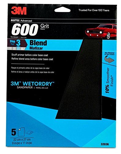 3M™ Wetordry™ Sandpaper 32036, 600 Grit, 9 in x 11 in, 5 Sheets/Pack
