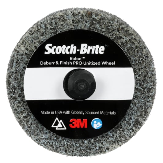 Scotch-Brite™ Roloc™ Deburr and Finish PRO TR Unitized Wheel, DP-UW, 4CMED+, 2 in x 1/4 in x NH (5.08 cm x 0.64 cm x NH)