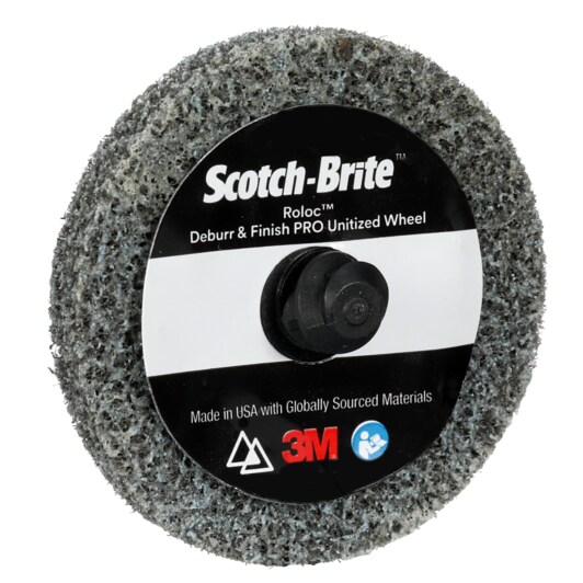 Scotch-Brite™ Roloc™ Deburr and Finish PRO TR Unitized Wheel, DP-UR, MED+, 2 in x 1/8 in x NH (5.08 cm x 0.32 cm x NH)