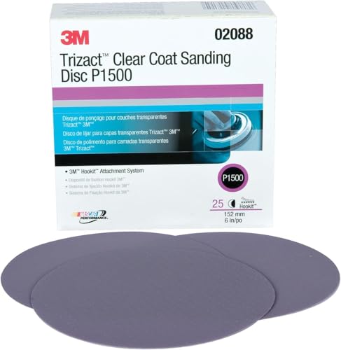 3M™ Trizact™ Hookit™ Clear Coat Sanding Disc, 471, 02088, P1500, 6 in (15.24 cm)