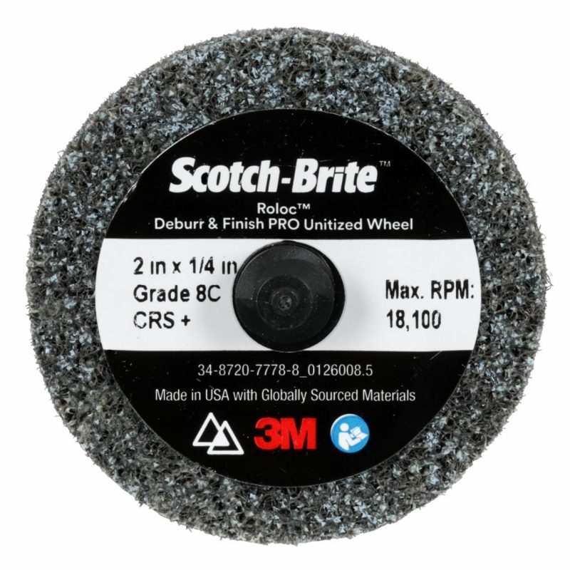 Scotch-Brite™ Roloc™ Deburr and Finish PRO TR Unitized Wheel, DP-UW, CRS+, 3 in x 1/8 in (7.62 cm x 0.32 cm)