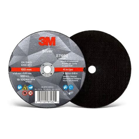 3M™ Silver Cut-Off Wheel, 87462, T1, black, 4 in x 0.06 in x 3/8"-24 (10.16 cm x 1.52 mm)