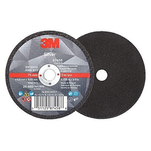 3M™ Silver Cut-Off Wheel, 87458, T1, black, 3 in x 0.04 in x 3/8"-24 (7.62 cm x 1.02 mm)