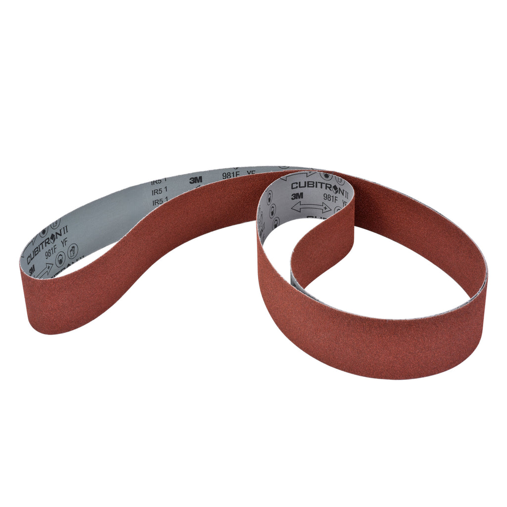 3M™ Cubitron™ II Cloth Belt 981F, 36+ YF-weight, 3 in x 88-5/8 in, Film-lok, Single-flex