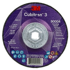 3M™ Cubitron™ 3 Depressed Center Grinding Wheel, 90005, 36+, T27, 6 in x 1/4 in x 7/8 in (150x6x22.23mm) ANSI, 10/Pack, 20 ea/Ca