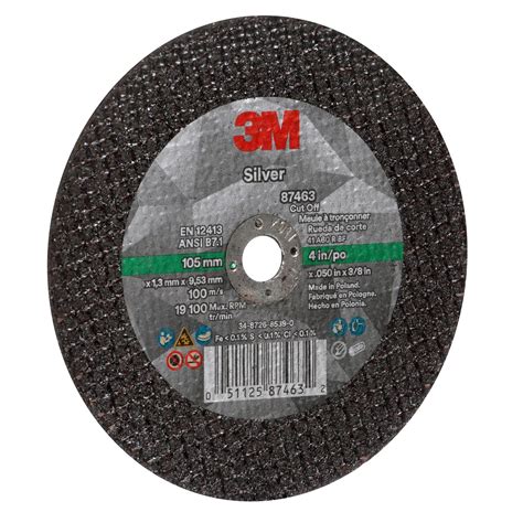 3M™ Silver Cut-Off Wheel, 87463, T1, black, 4 in x 0.05 in x 3/8"-24 (10.16 cm x 1.27 mm)