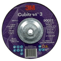 3M™ Cubitron™ 3 Cut and Grind Wheel, 90022, 36+, T27, 7 in x 5/32 in x 5/8 in-11 (180 x 4.2 mm x 5/8-11 in), ANSI, 10 ea/Case