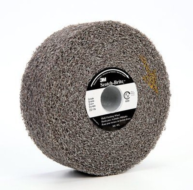 Scotch-Brite™ Multi-Finishing Wheel, MU-WL, FIN, 8 in x 1 in x 3 in (20.32 cm x 2.54 cm x 7.62 cm)