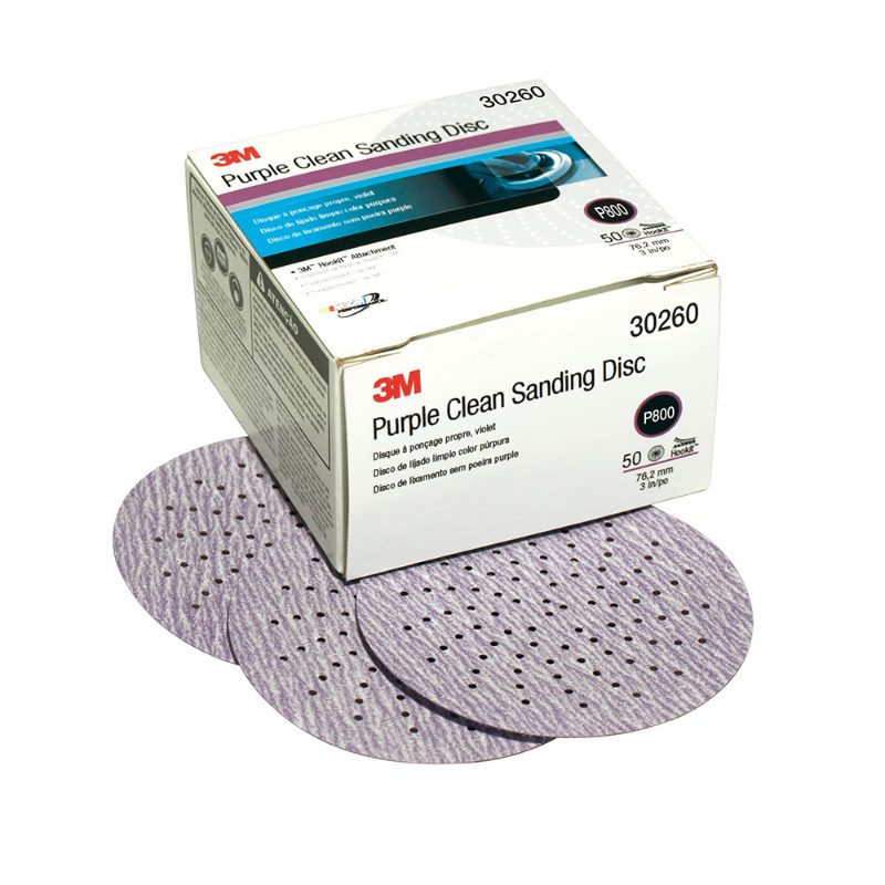 3M™ Hookit™ Purple Clean Sanding Disc, 334U, 30260, P800, C-weight, 3 in (7.6 cm)