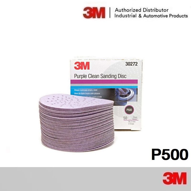 3M™ Hookit™ Purple Clean Sanding Disc, 334U, 30272, P500, C-weight, 3 in (7.6 cm)