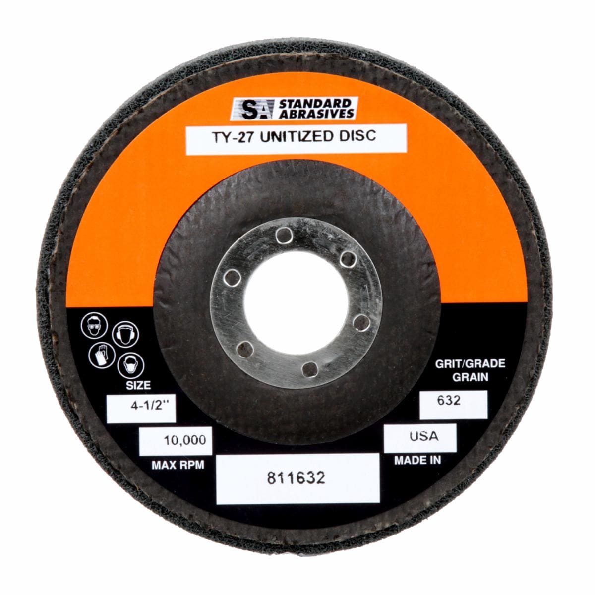 Standard Abrasives™ 632 Type 27 Unitized Wheel 811632, 4-1/2 in x 1/2 in x 7/8 in