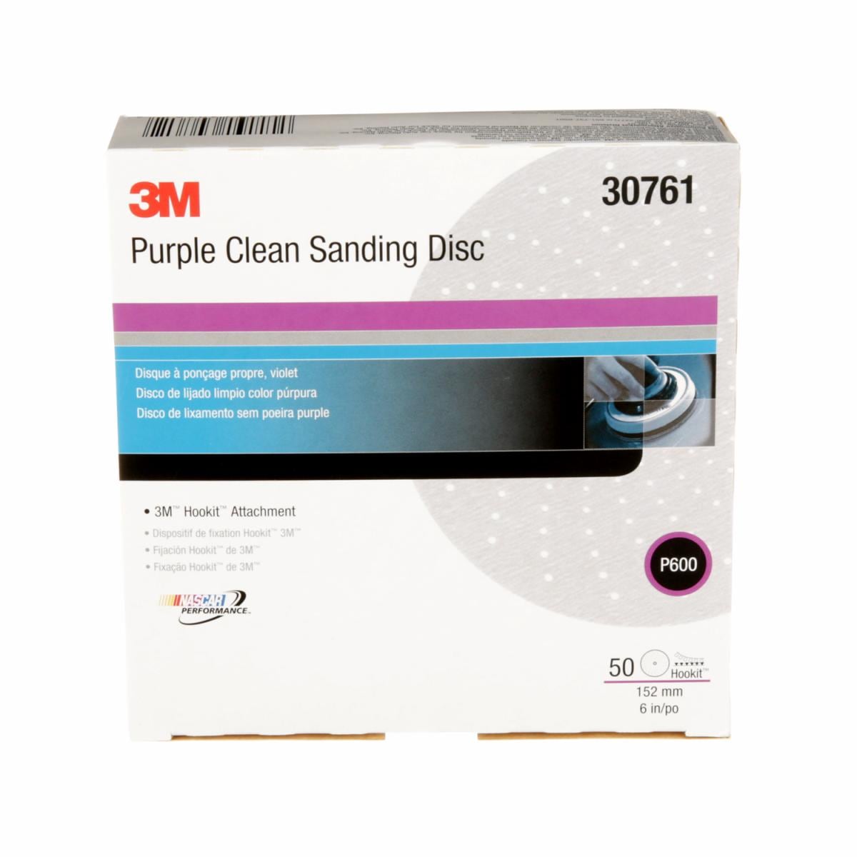3M™ Hookit™ Purple Clean Sanding Disc, 334U, 30261, P600, C-weight, 3 in (7.6 cm)