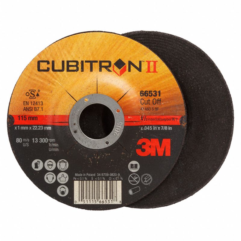 3M™ Cubitron™ II Cut-Off Wheel, 66531, T27, black, 4 1/2 in x 0.05 in x 7/8 in (11.43 cm x 1.27 mm)