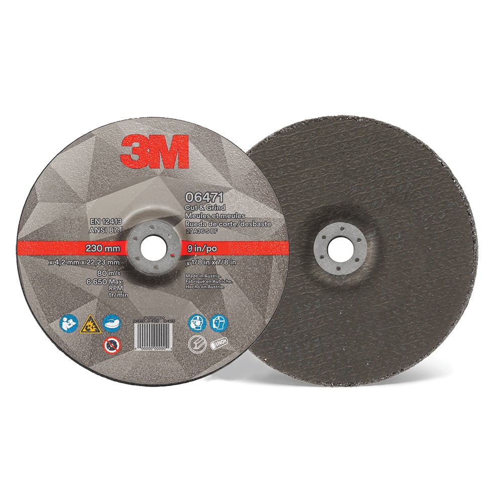 3M™ Cut & Grind Wheel 06463, T27, 5 in x 1/8 in x 7/8 in (127 mm x 3.2 mm x 22.2 mm), 10/Inner, 20/Case