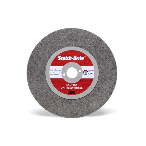 Scotch-Brite™ EXL PRO Unitized Wheel, EX-UW, 8A Coarse, 4 in x 3.5 mm x 5/8 in, 20 per case