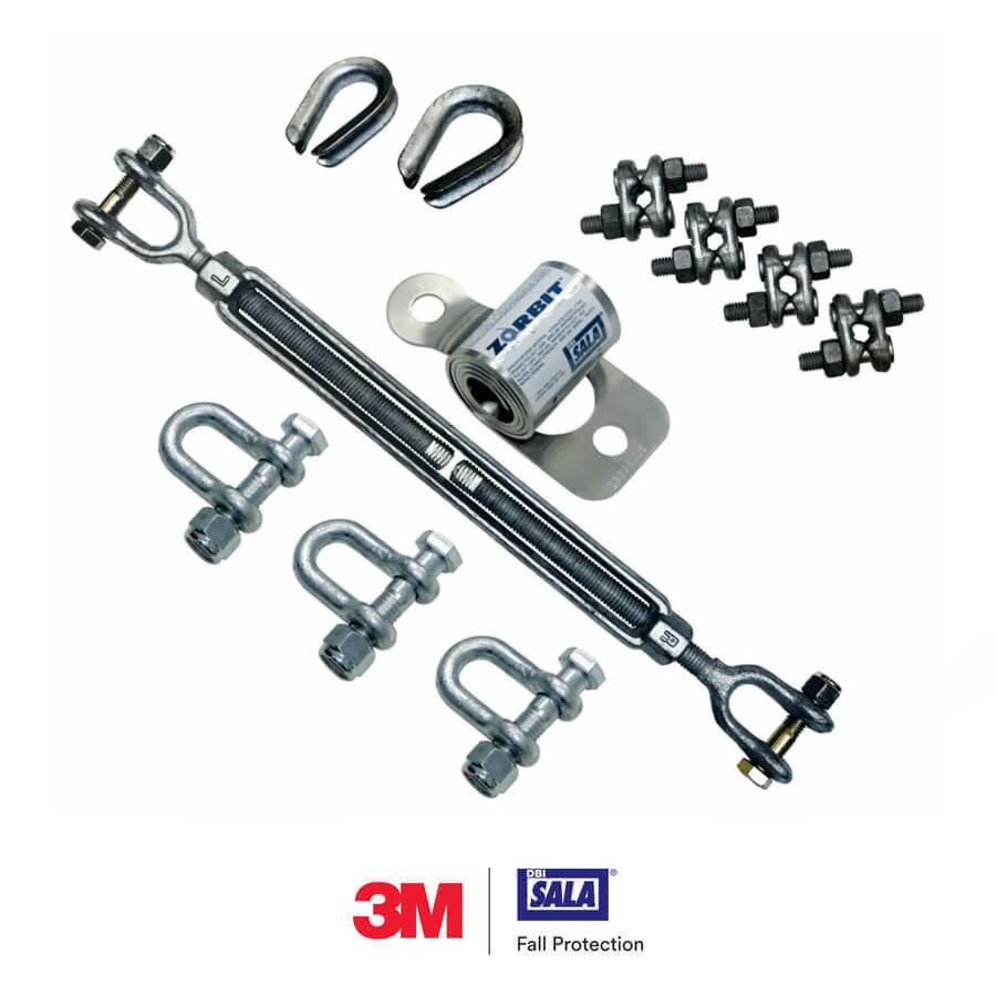 3M™ DBI-SALA® Metal Horizontal Lifeline Energy Absorber with Hardware Kit 7401033, 3 Shackles, Turnbuckle, Cable Clips