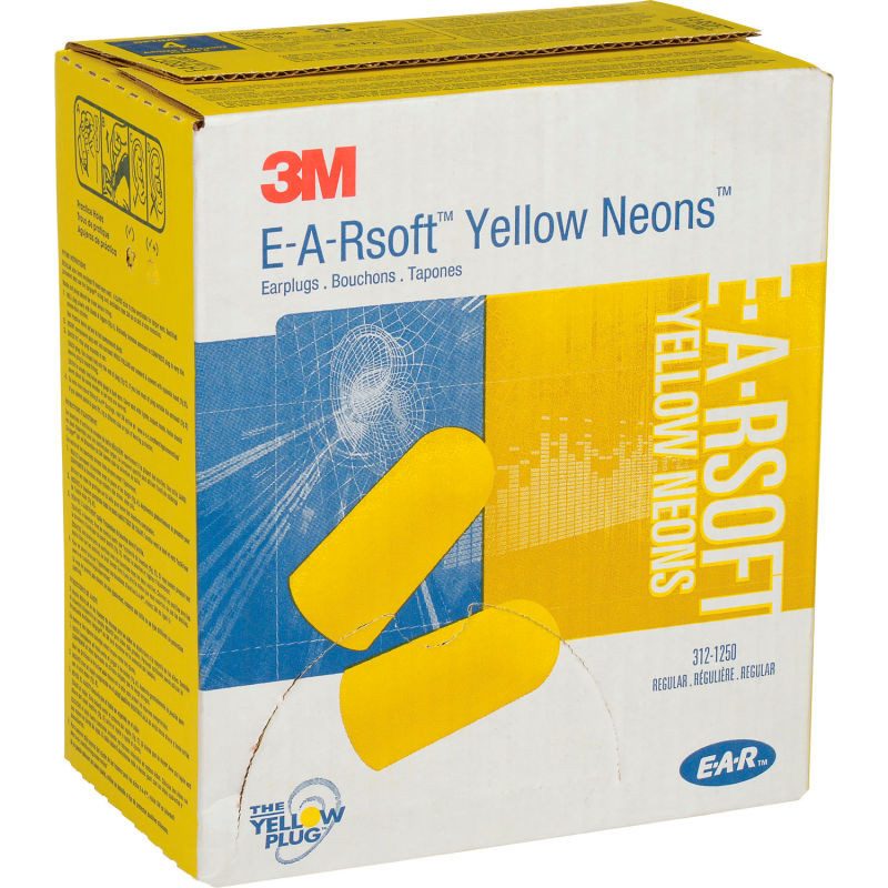 3M™ E-A-Rsoft Yellow Neons Earplugs Rapid Release Dispenser, 390-1250, uncorded, 2000 pairs per case