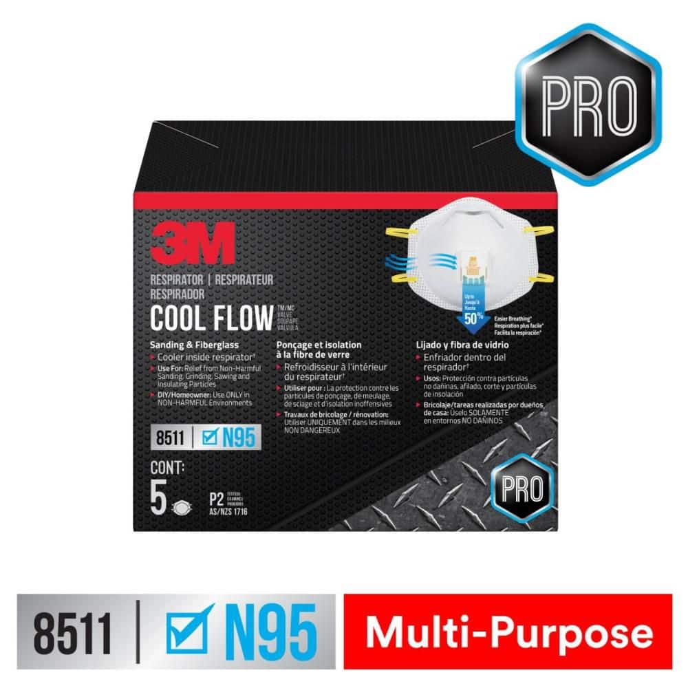 3M™ Respirator 8511H5-DC-PS, Pro Series, Sanding & Fibreglass, N95, Valved, 5/Pack