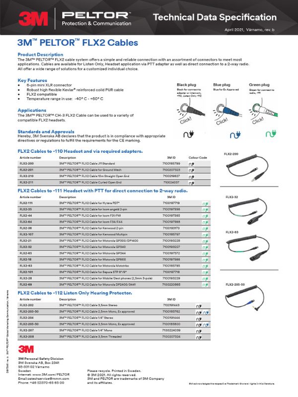 3M™ PELTOR™ Cable Cores