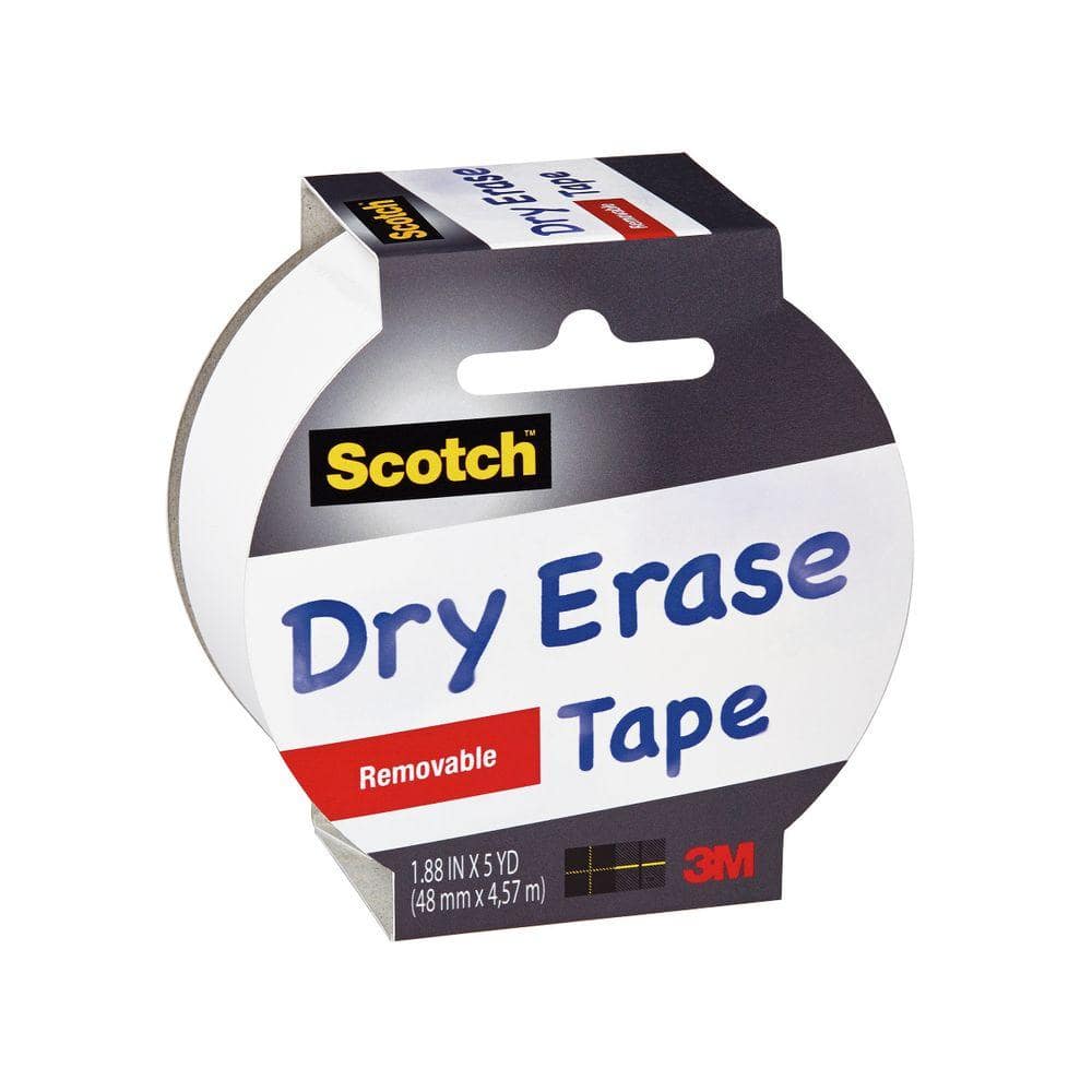 Scotch® Dry Erase Tape, 1905R-DE-EFS, white, 1.88 in x 5 yd (48 mm x 4.57 m)
